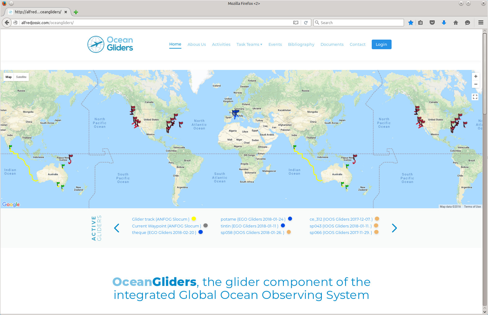 OceanGliders Real Time Map in June 2019